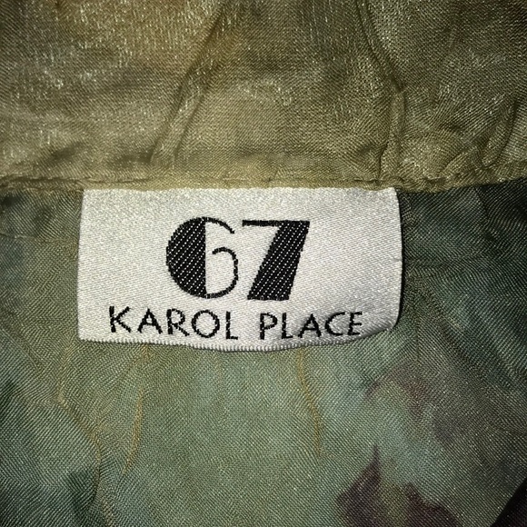 𝅺67 KAROL PLACE floral button up textured short sleeve blouse size 14 - Picture 5 of 9